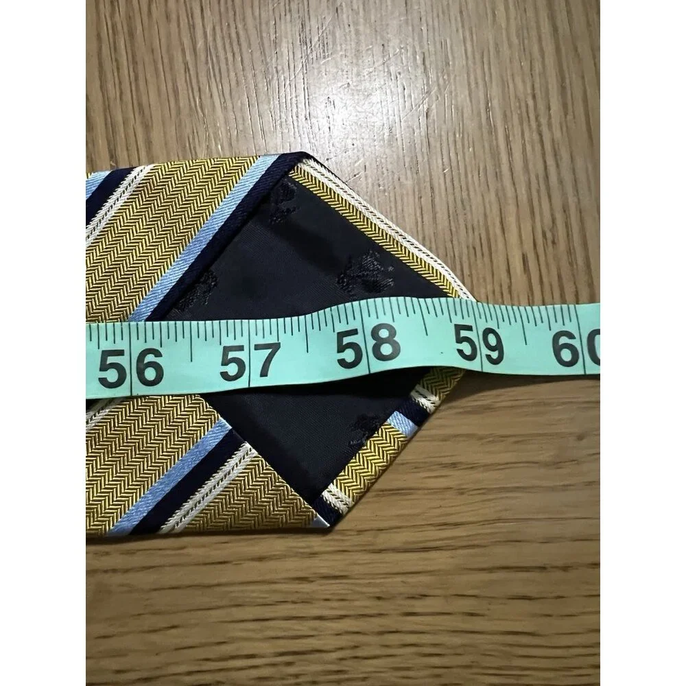Brooks Brothers‎ Makers All Silk Neck Tie Blue Gold Blue White Stripe